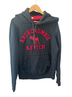Abercrombie & Fitch Crewneck Hoodie with Red Logo VTG 90s Size XL Mens
